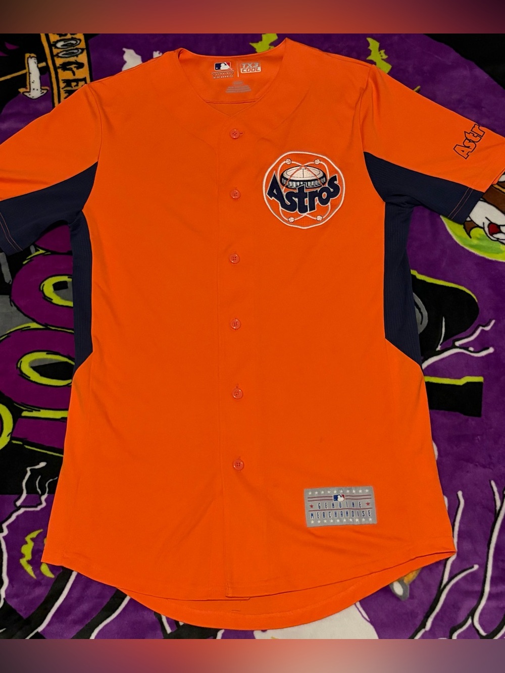 Genuine Merchandise Houston Astros Orange and Navy Button-Up Jersey size S